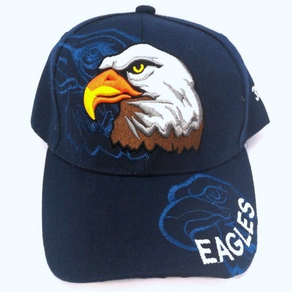Embroidered Eagle Baseball Cap Navy Blue Adjustable Dad Hat Sports Fan Accessory
